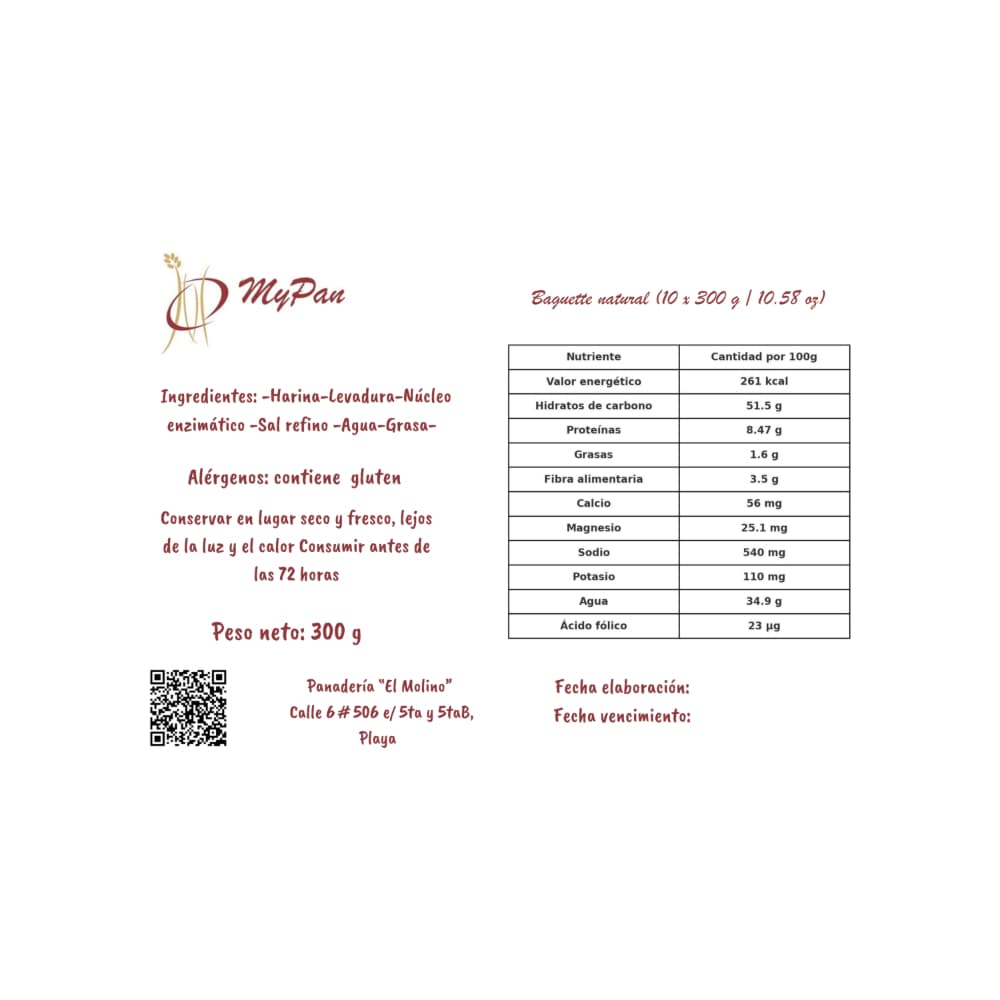Baguette natural Mypan (10 x 300 g / 10.58 oz) - Miniatura 4