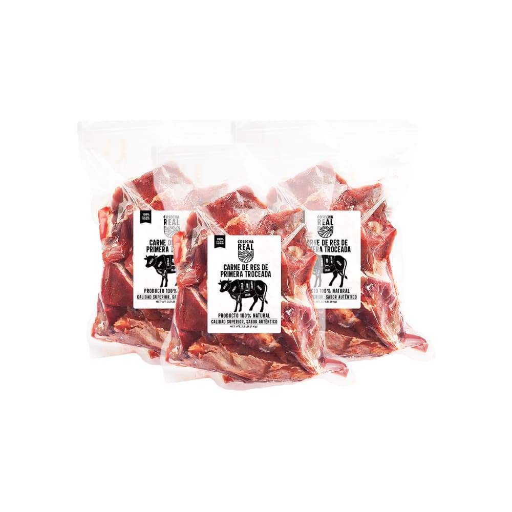 Carne de res de primera troceada Cosecha Real (3 x 1 kg / 2.2 lb) - Imagen 1