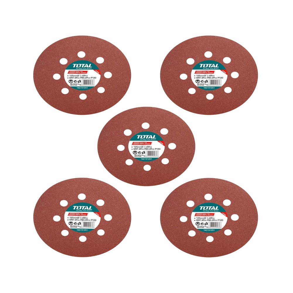 Hoja de lija para lijadora orbital aleatoria TAC731251 Total Tools (5 U) - Miniatura 2