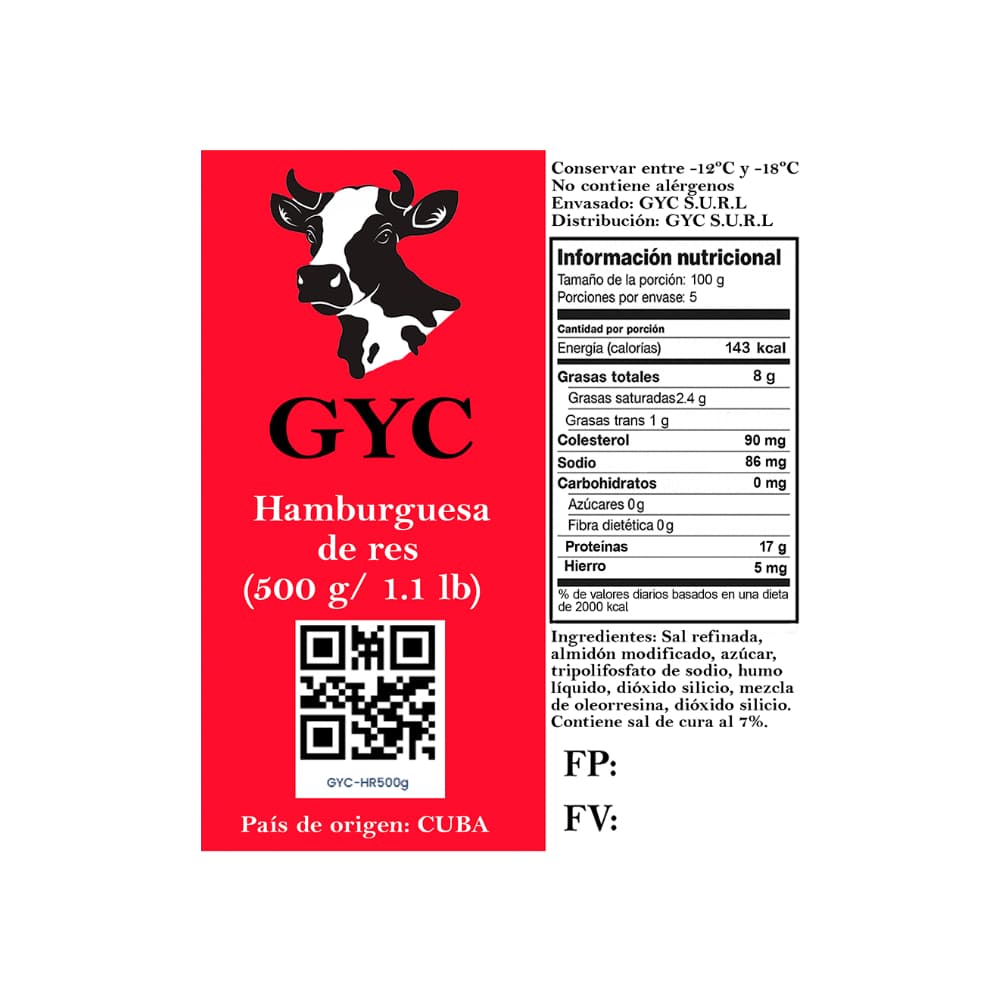 Hamburguesas de res GYC (500 g / 1.1 lb) - Miniatura 3