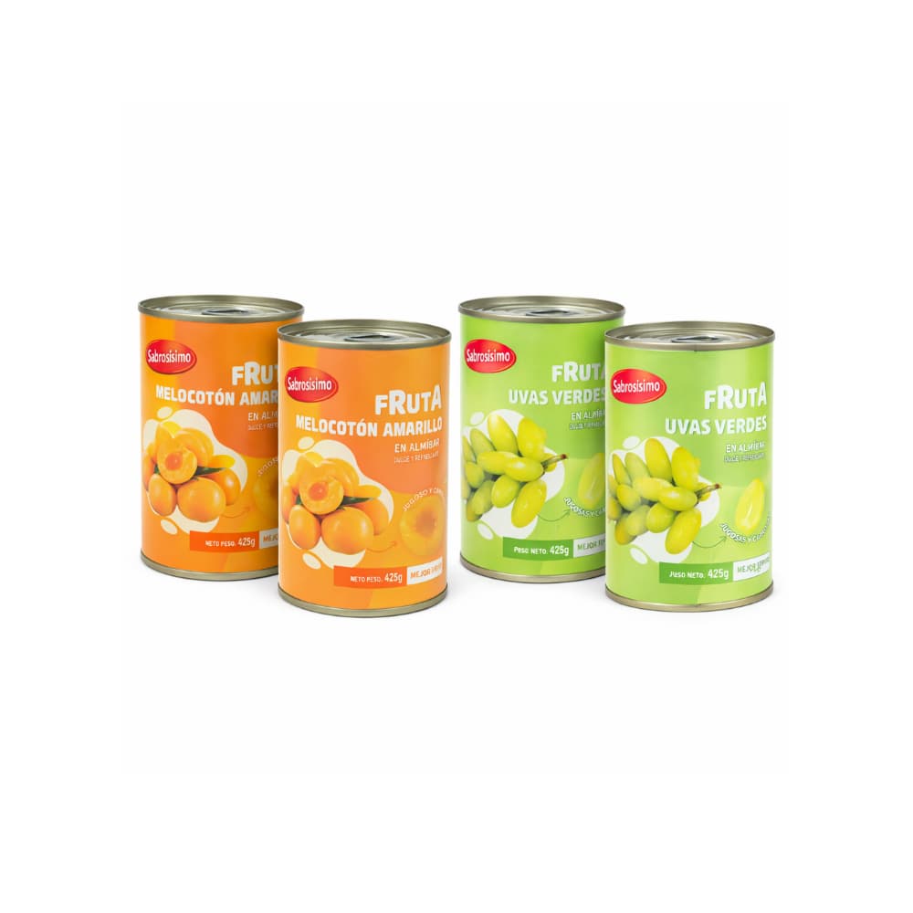 Combo Uvas verdes en almíbar Sabrosísimo (2 x 425 g / 14.99 oz) + Melocotón en almibar (2 x 425 g / 14.99 oz) - Miniatura 1