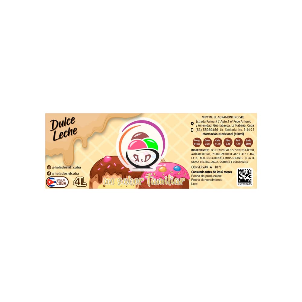 Helado sabor dulce leche R&D (4 L) - Miniatura 2