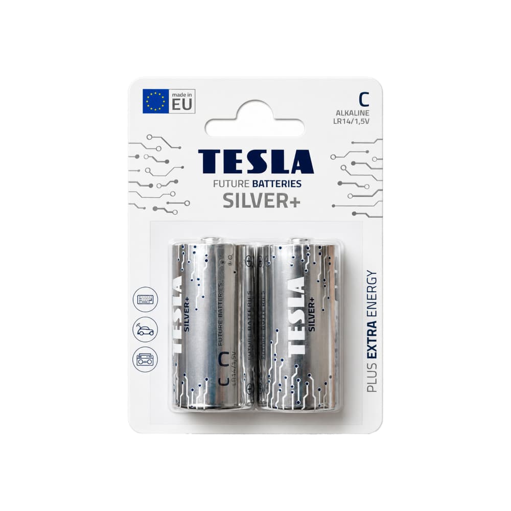 Baterías alcalinas C Tesla Silver+ (2 U) - Miniatura 1