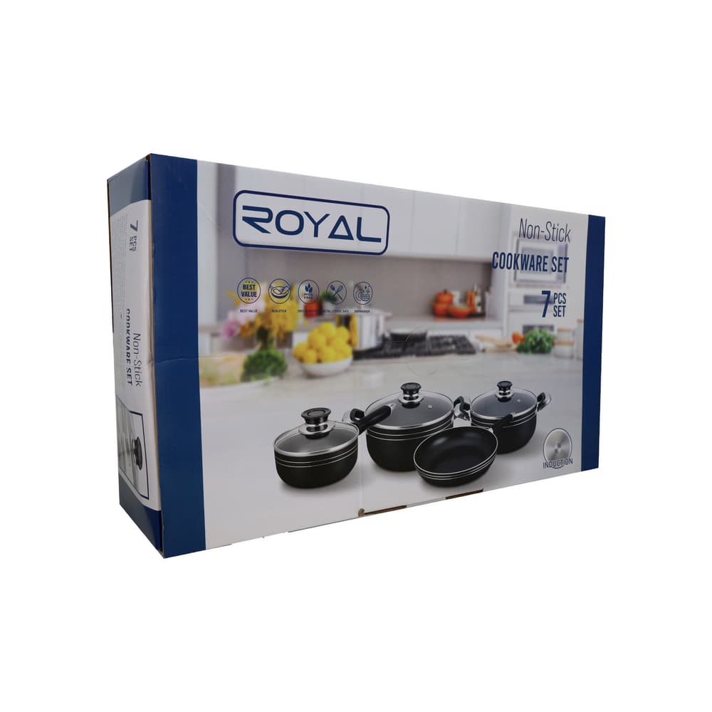 Juego de ollas y sartenes antiadherentes color negro Royal (7 pieza) - Miniatura 2
