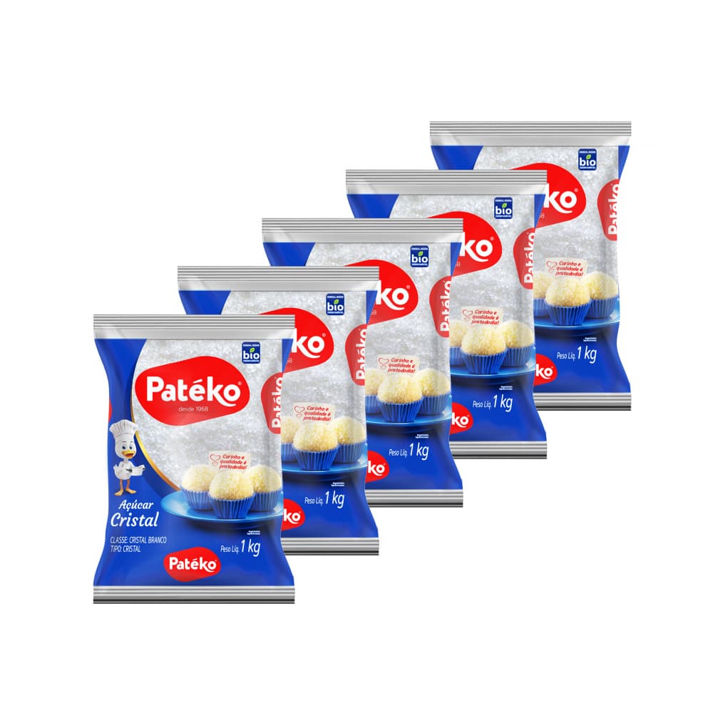 Azúcar blanca cristalina Patéko (5 x 1 kg / 2.2 lb) - Imagen 1