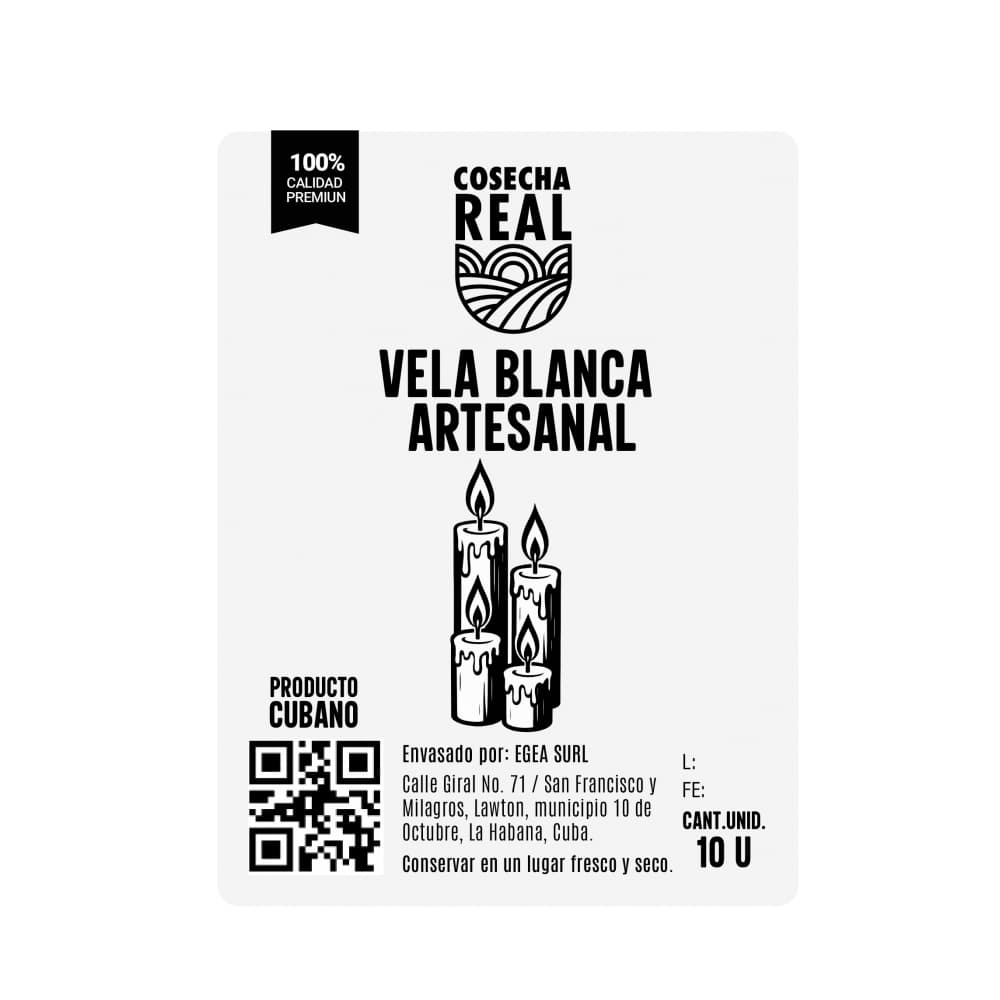 Vela blanca artesanal Cosecha Real (10 U) - Miniatura 2