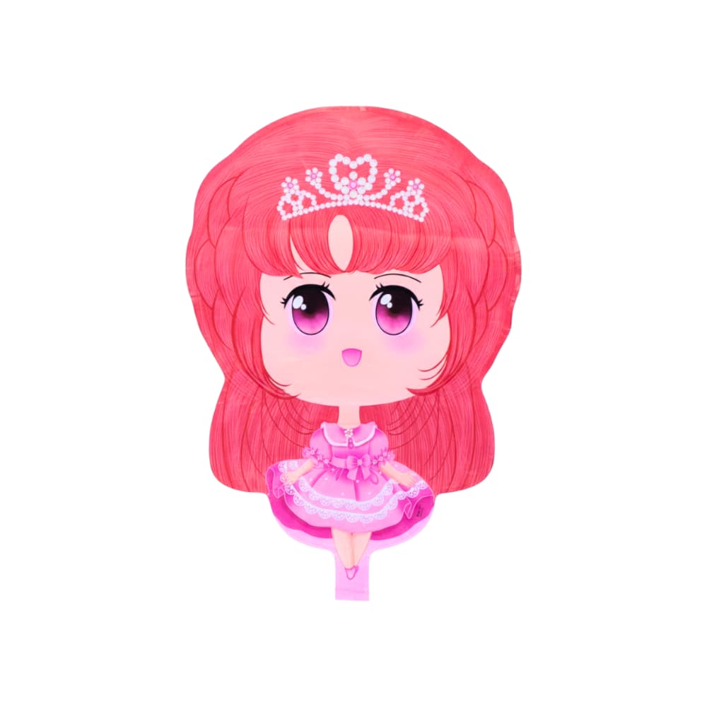 Globo metálico con forma de princesa con pelo rojo y vestido rosado para fiestas y cumpleaños DBCY - Miniatura 3