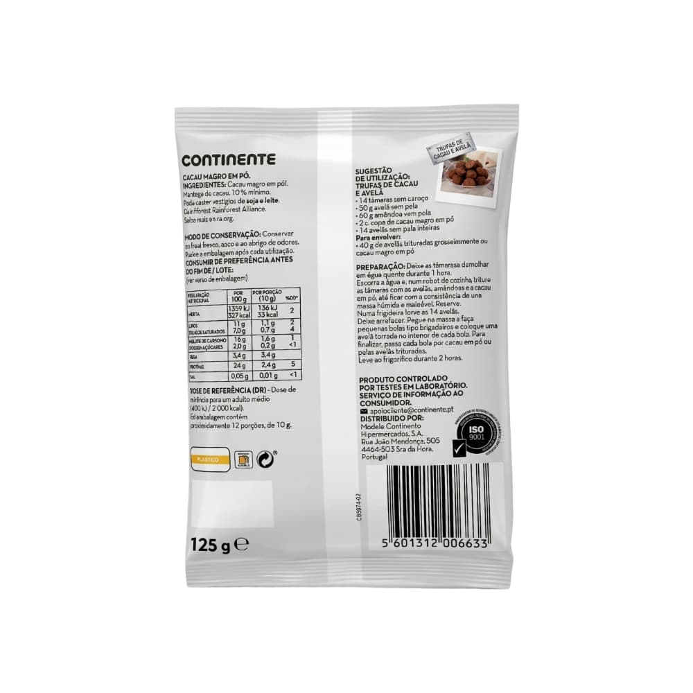 Cacao en polvo bajo en grasa Continente Equilíbrio (125 g / 4.41 oz) - Miniatura 2