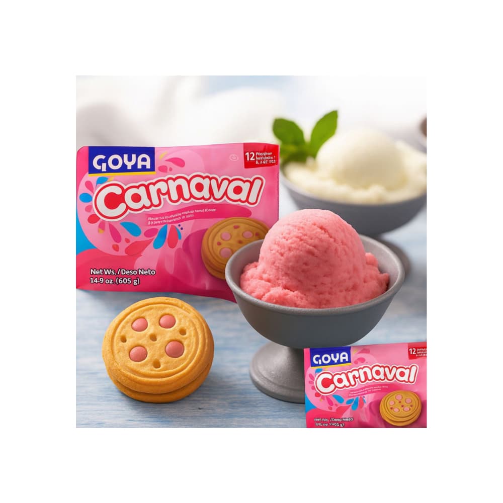 Galletas rellenas con crema sabor a fresa Carnaval Goya (4 x 403 g/ 14.2 oz) - Miniatura 4