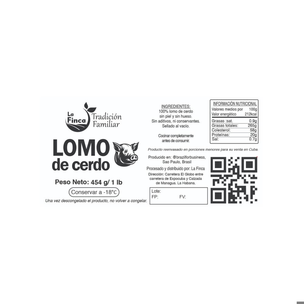 Lomo de cerdo sin piel y sin hueso La Finca (454 g / 1 lb) - Miniatura 2