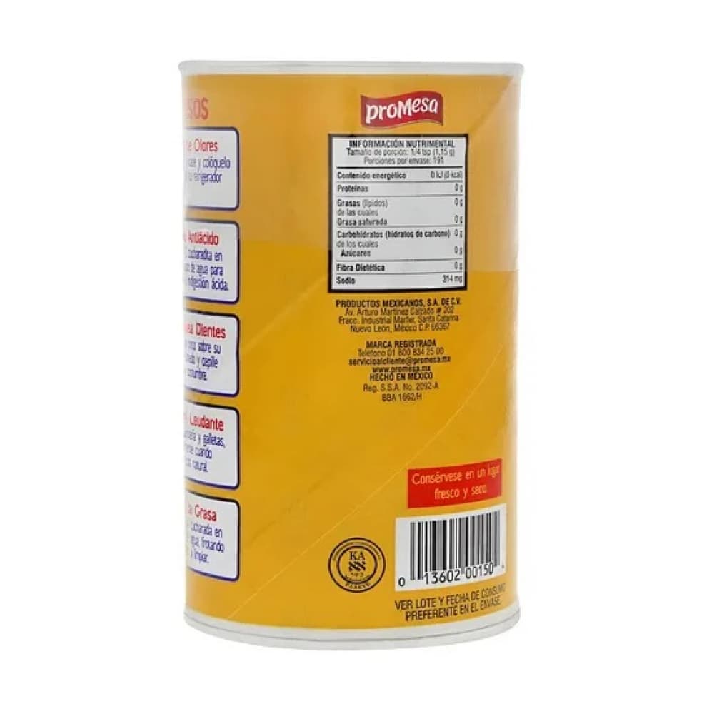 Bicarbonato de sodio puro grado alimenticio Promesa (220 g / 7.76 oz) - Miniatura 3