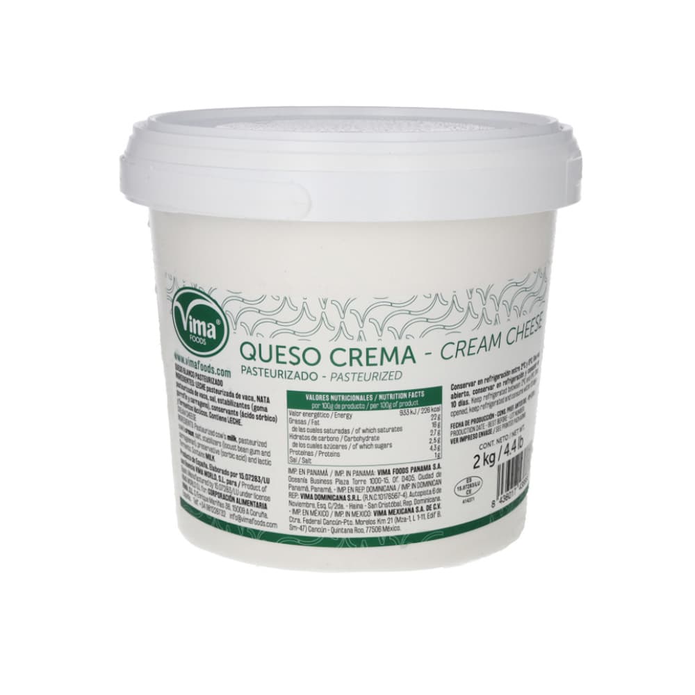 Queso crema pasteurizado Vima Foods (2 kg / 4.4 lb) - Miniatura 4