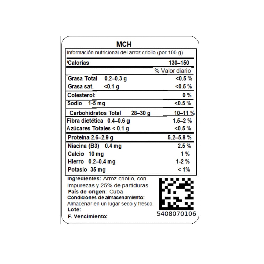 Arroz criollo MCH (907 g / 2 lb) - Miniatura 3