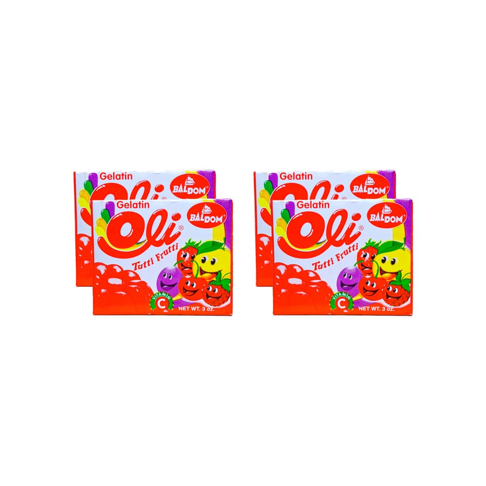 Gelatina sabor tutti frutti Oli (4 x 85 g / 3 oz) - Miniatura 1