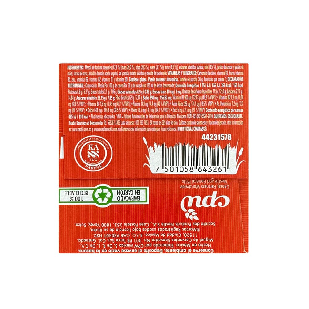 Cereal integral de maiz trigo avena y arroz con miel Cheerios Nestlé (30 g / 1.06 oz) - Miniatura 3