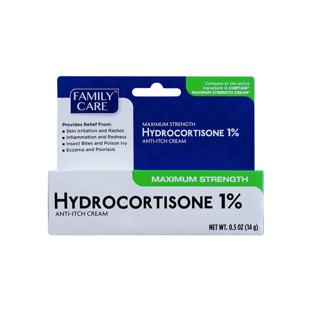 Crema antipicazón de hidrocortisona al 1% de máxima potencia Family Care (14 g / 0.5 oz) - Imagen 1