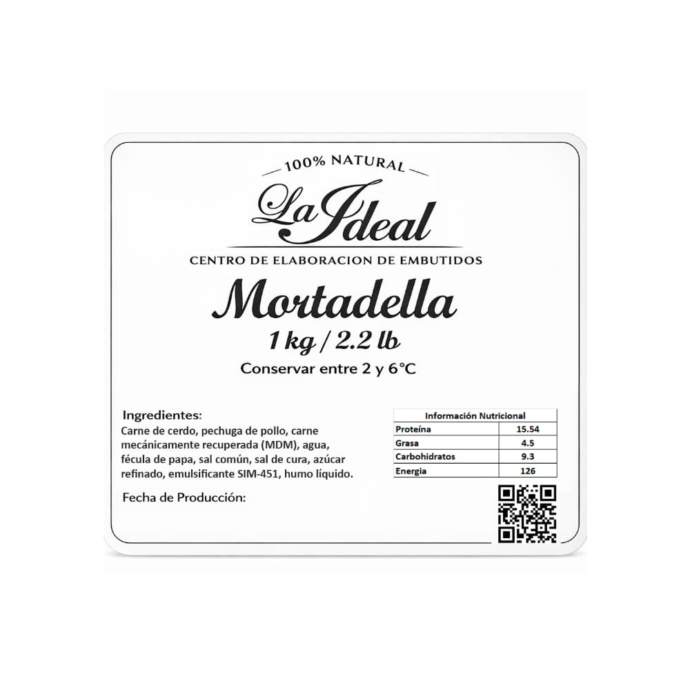 Mortadella mixta de cerdo y pollo La Ideal (1 kg / 2.2 lb) - Miniatura 2