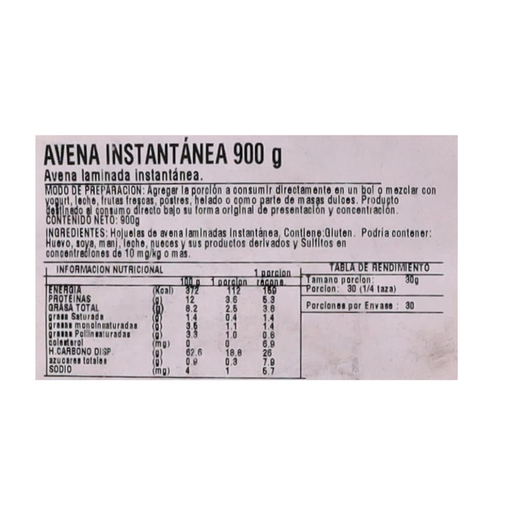 Avena instantánea Macro Food (900 g / 1.9 lb) - Miniatura 3