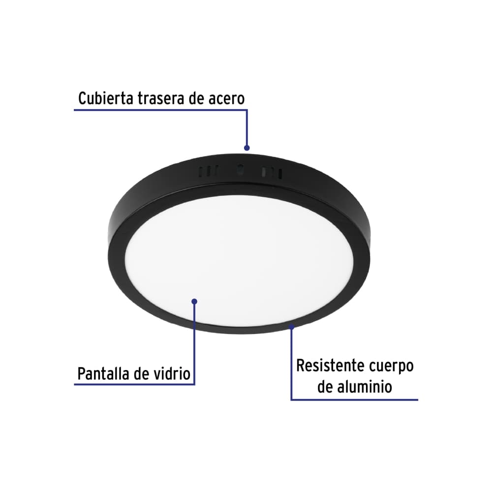 Luminaria de techo LED redonda negra 18 W Volteck PLA-227L - Miniatura 2