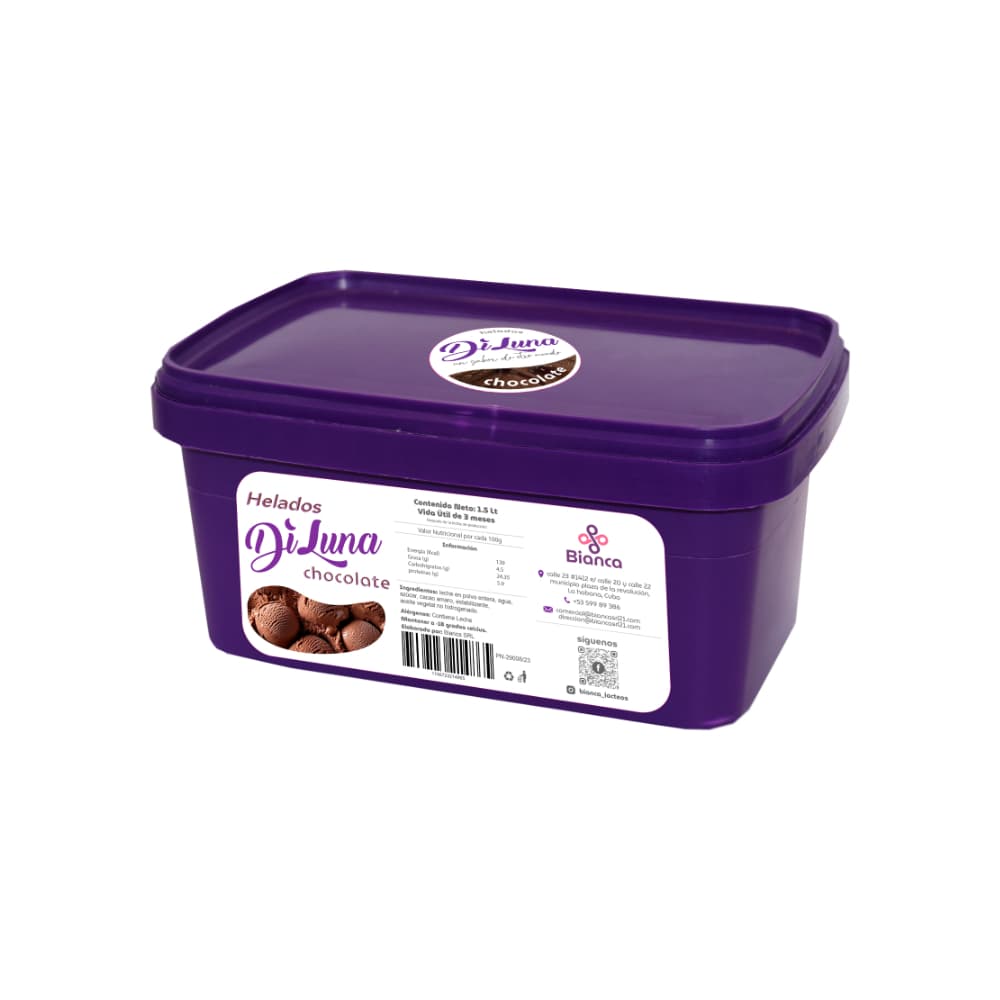 Helado sabor chocolate DiLuna (1.5 L) - Imagen 1