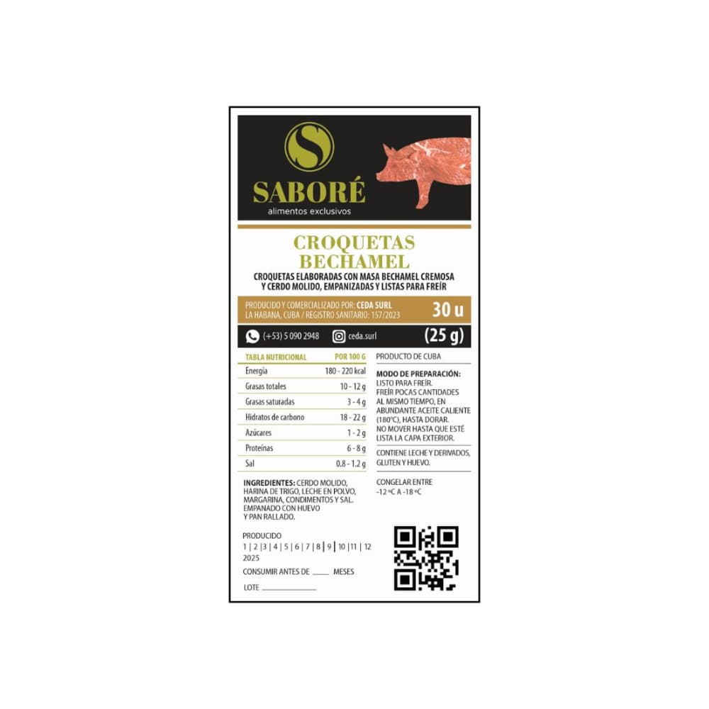 Croquetas bechamel de cerdo Saboré (30 x 25 g) - Miniatura 2