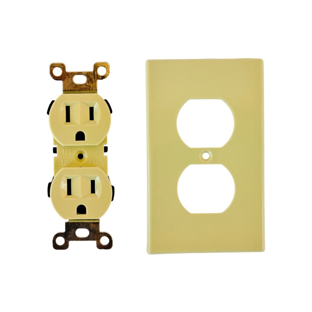 Tomacorriente doble con tapa amarillo - 15 A y 125 V - Lumi (1 U) - Miniatura 2