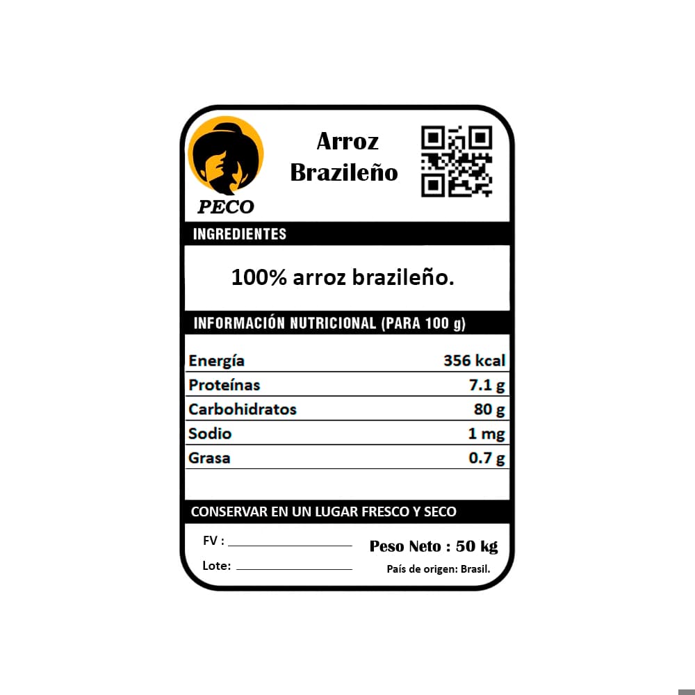 Arroz brasileño Peco (50 kg / 110 lb) - Miniatura 3