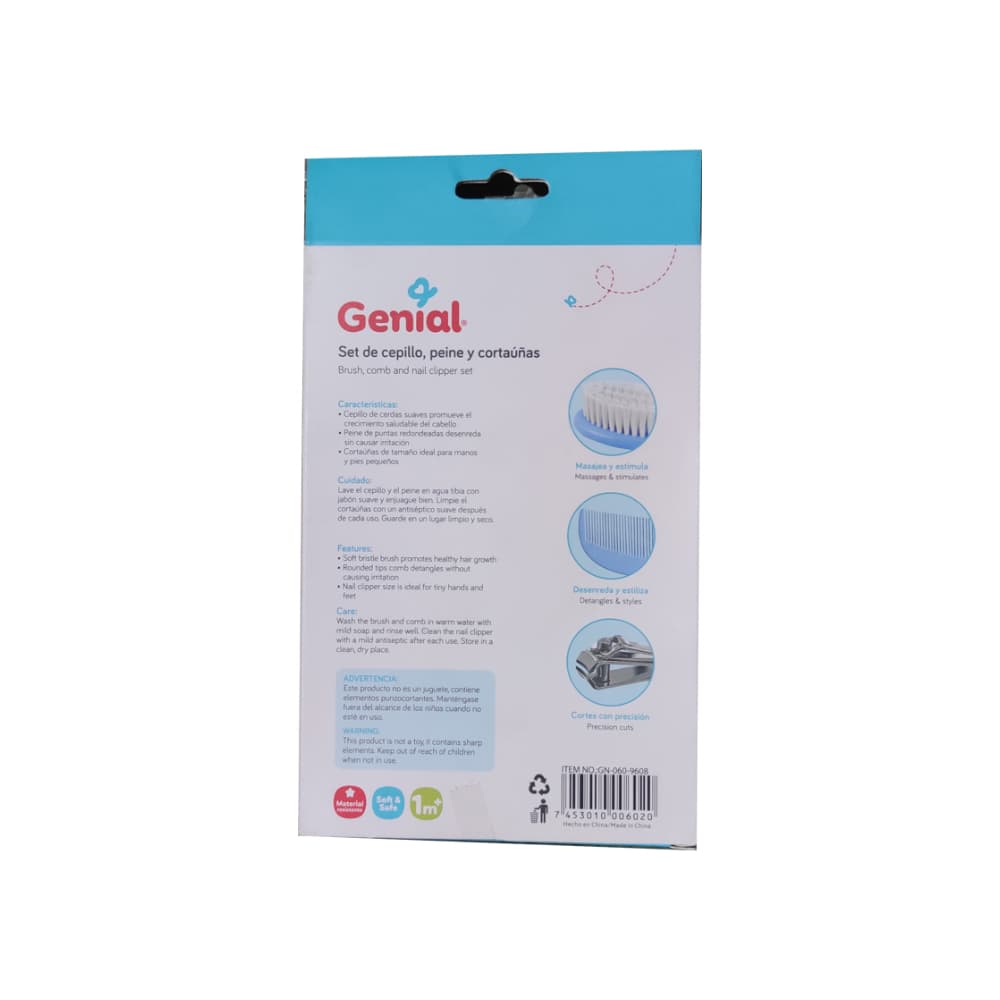 Set de cepillo, peine y corta uñas para bebé Genial - Miniatura 2
