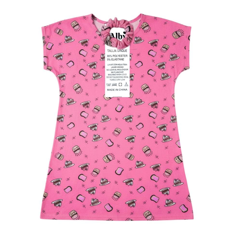 Juego de bata de casa rosa y scrunchie para el cabello Aby (Talla: única) - Imagen 1