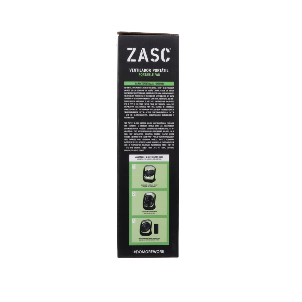 Ventilador portatil recargable Zasc Z-FWS-P8 (20000 mAh) - Miniatura 3
