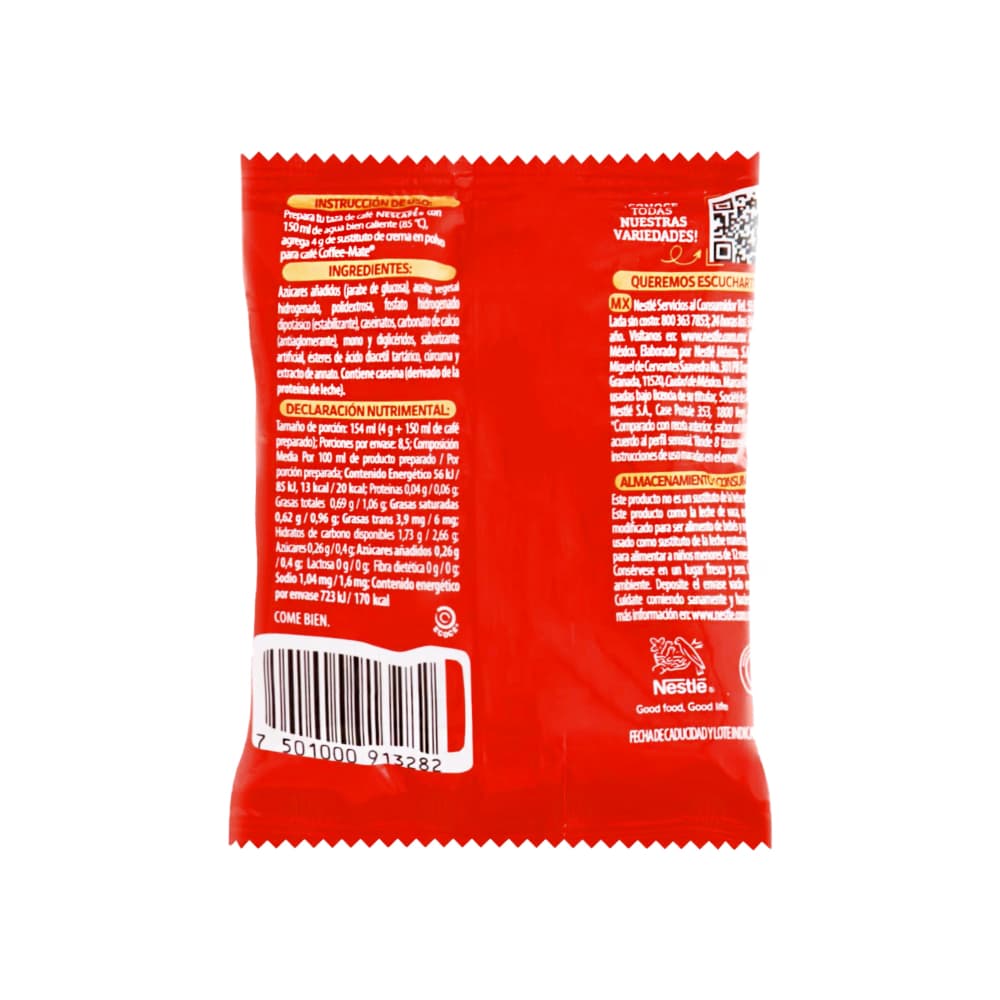 Sustituto de crema en polvo para café Coffee Mate Nestlé (34 g / 1.2 oz) - Miniatura 4