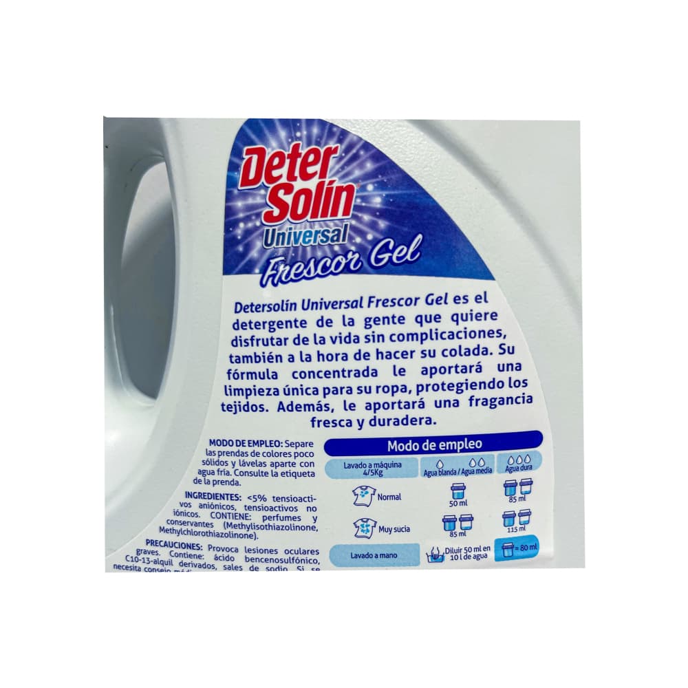 Detergente universal para ropa frescor gel Detersolín (3 L) - Miniatura 4