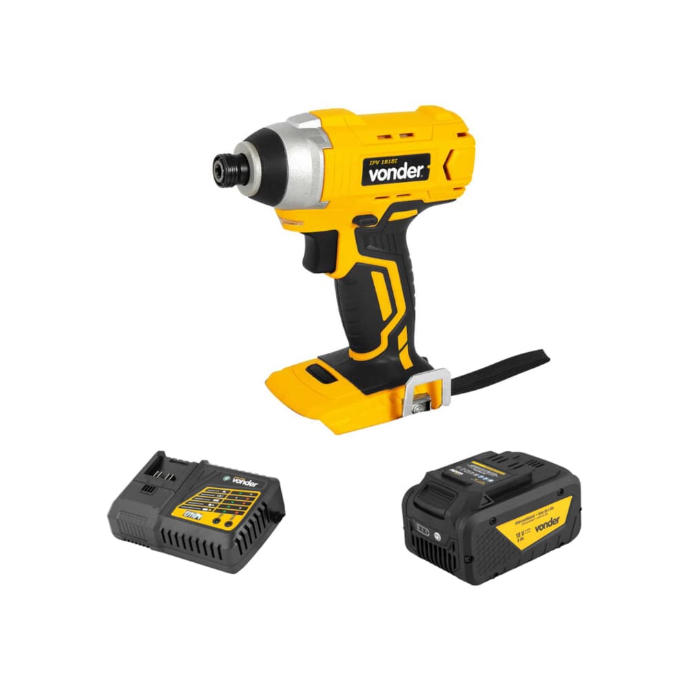 Destornillador - Atornillador de impacto mandril 1/4'' IPV1818I + Batería 18 V 8 Ah IBV 1880 + Cargador de batería rápido de 18 V ICBV1806 Vonder - Imagen 1