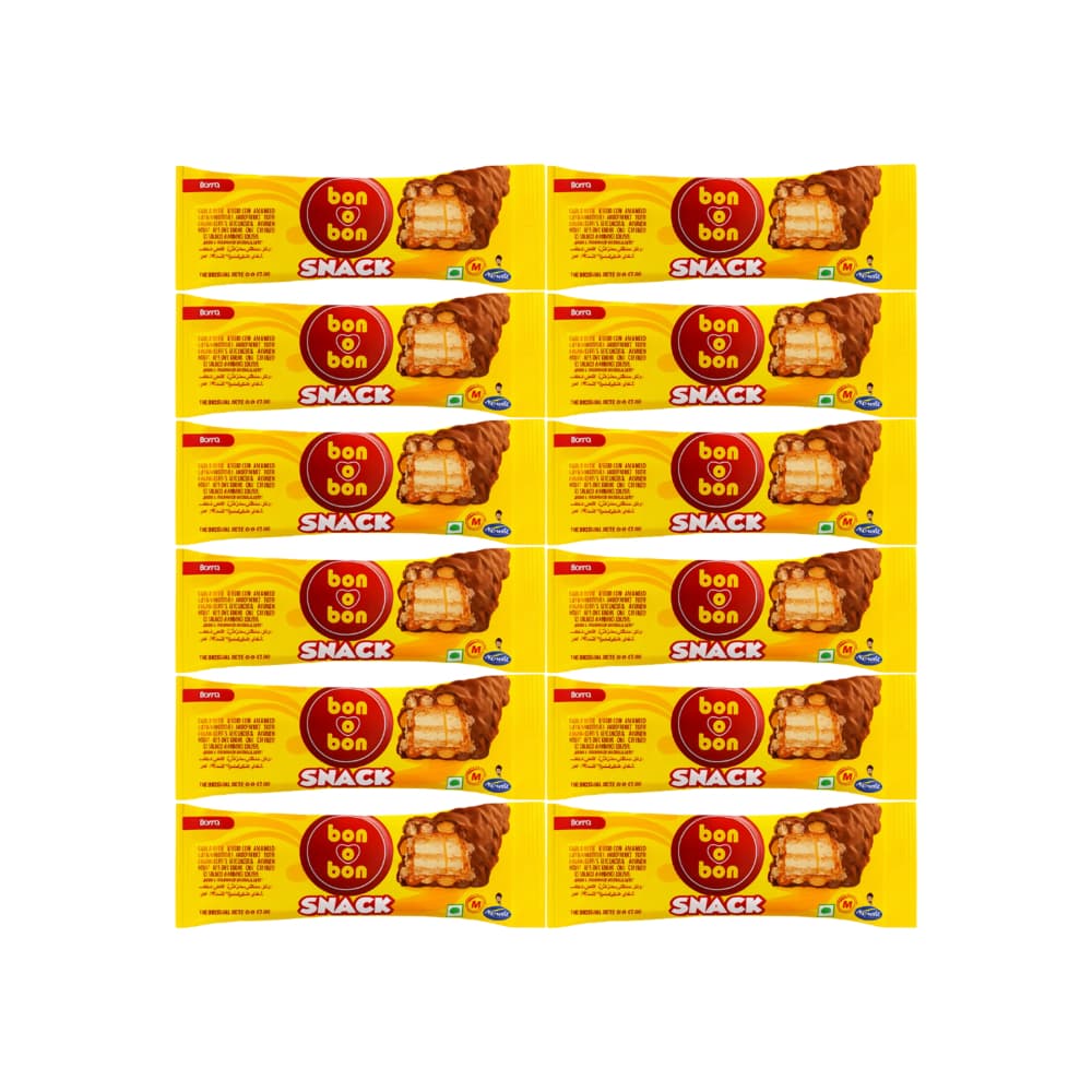 Sorbeto relleno de caramelo y cereal con cobertura sabor chocolate Bon o Bon Arcor (12 x 24 g) - Imagen 1