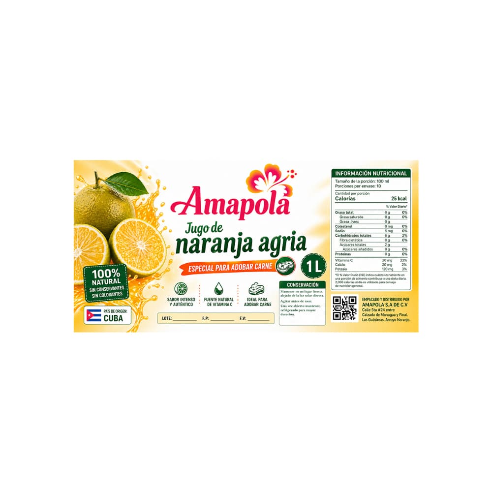 Jugo de naranja agria Amapola (1 L) - Miniatura 4