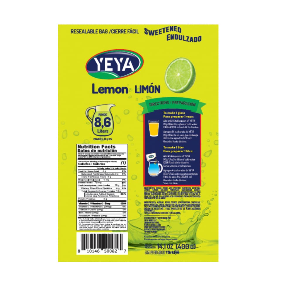 Refresco instantáneo sabor a limón YEYA (400 g / 14.1 oz) - Miniatura 3