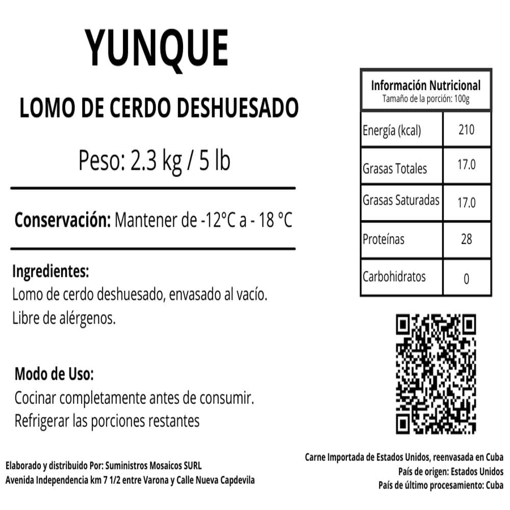 Lomo de cerdo deshuesado Yunque (2.3 kg / 5 lb) - Miniatura 3