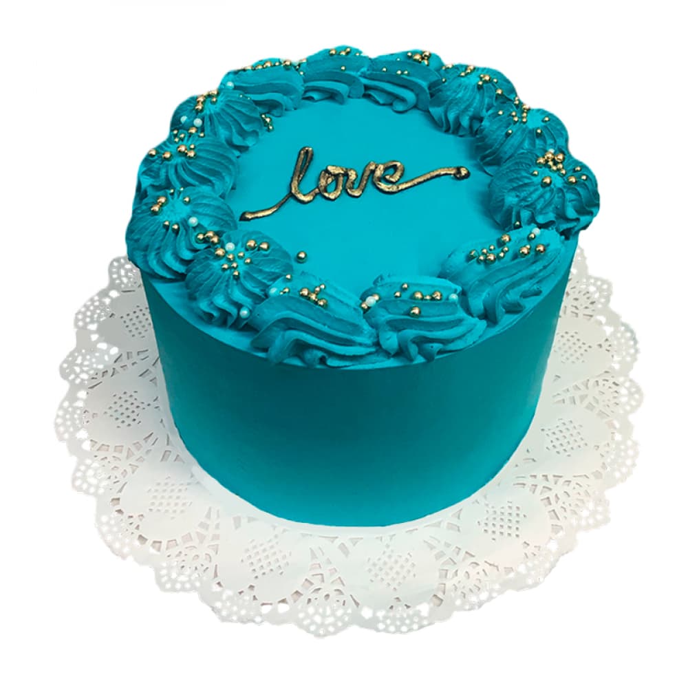 Cake de vainilla plus con nata azul turquesa (15 personas) - Miniatura 3