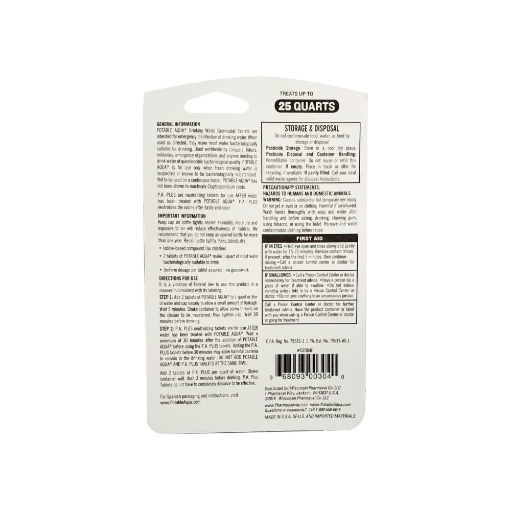 Purificador de agua 6g Potable aqua (50 tabletas) - Miniatura 2