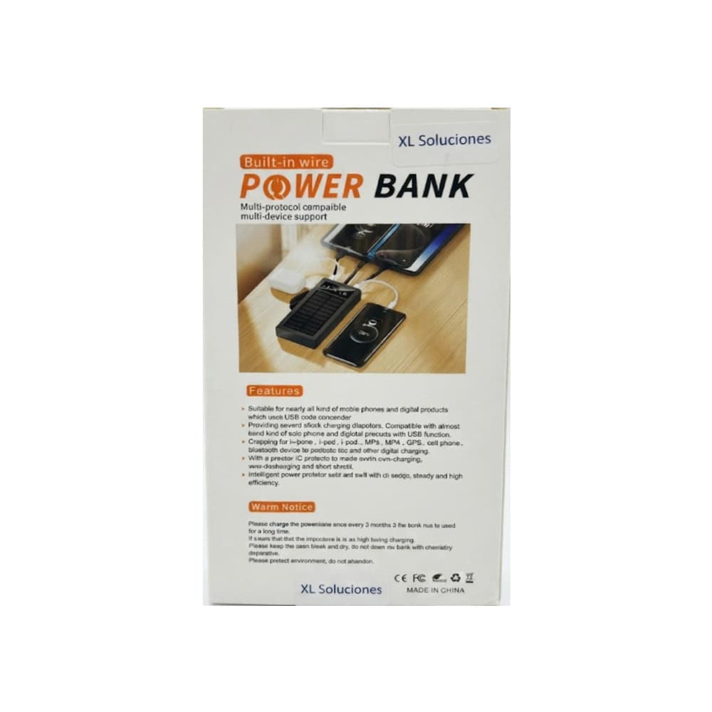 Banco de energía portátil de 20 000 mAh con panel solar XL Soluciones - Miniatura 3