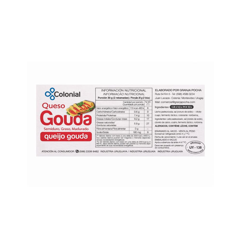 Queso gouda semiduro Colonial (3.4 kg / 7.49 lb) - Miniatura 2