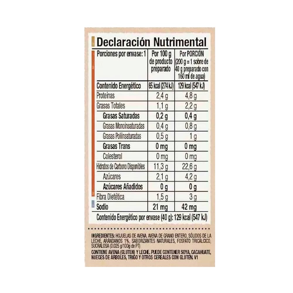Avena integral sin azúcar sabor arándanos Quaker (40 g / 1.41 oz) - Miniatura 4