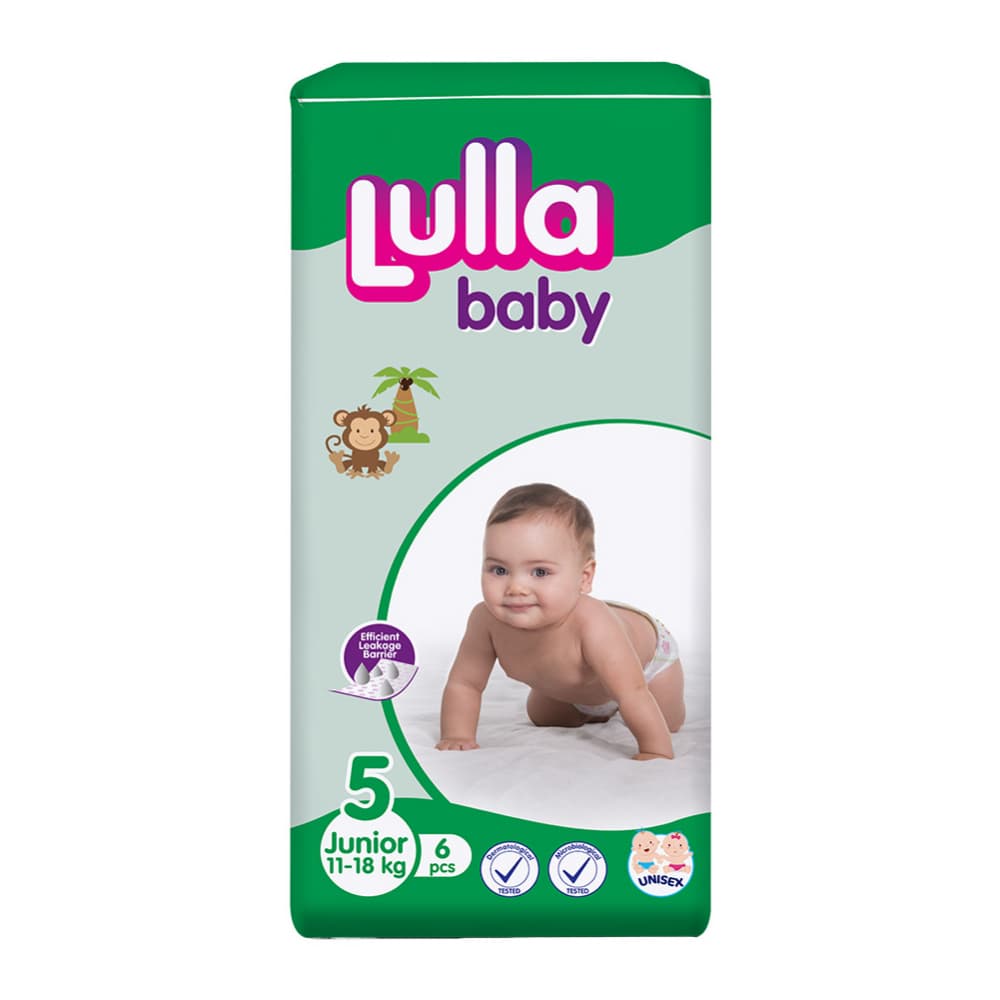 Pañales desechables para bebé etapa 5 Junior Lulla Baby (6 U) - Imagen 1