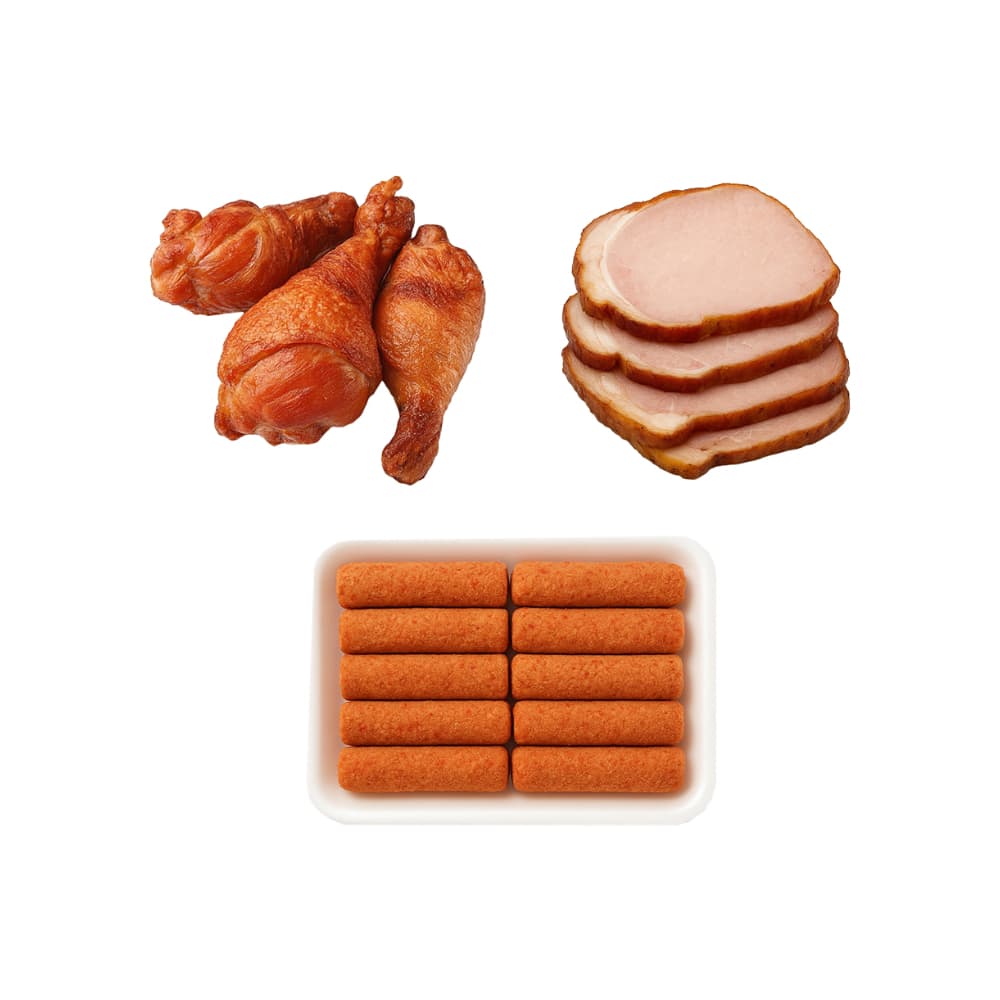 Chuletas de lomo de cerdo ahumado sin piel y sin huesos+ Muslos de pollo al carbón + Croquetas de jamón - Miniatura 2