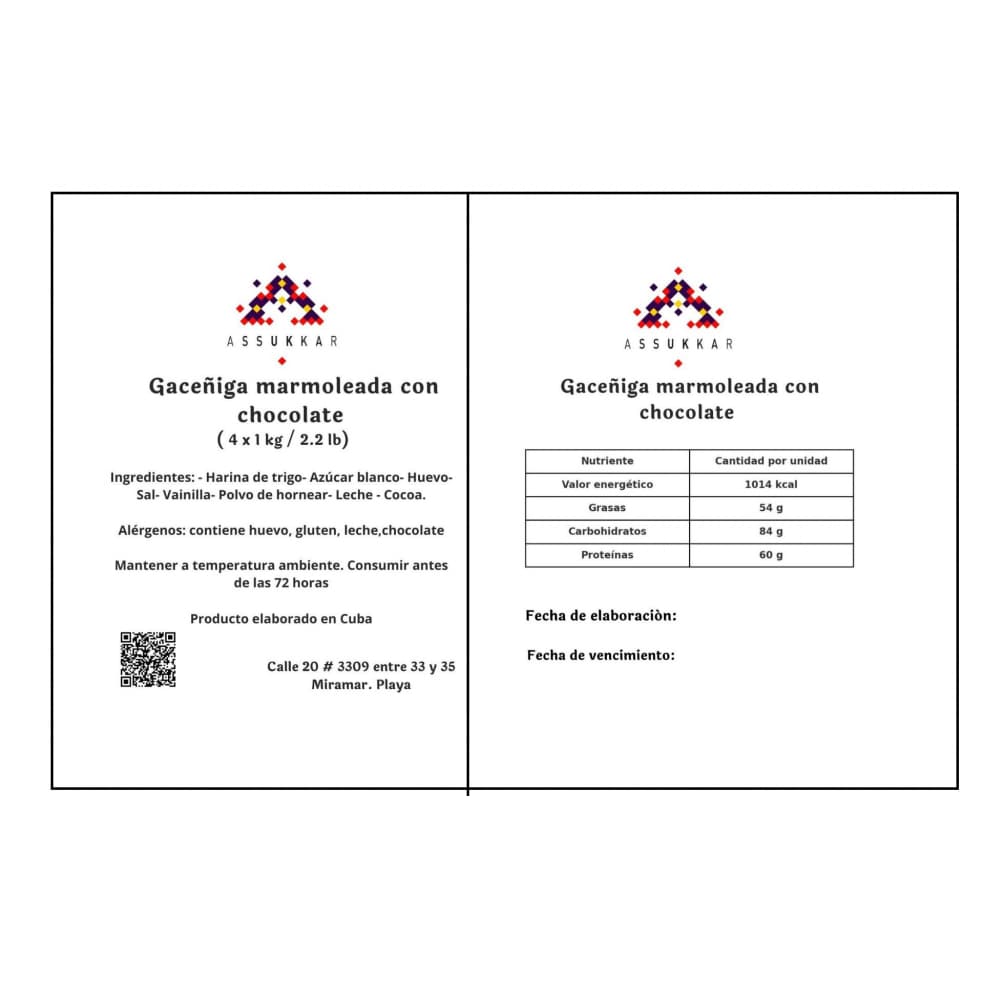 Gaceñiga marmolada grande con chocolate ( 4 x 1 kg / 2.2 lb) - Miniatura 3