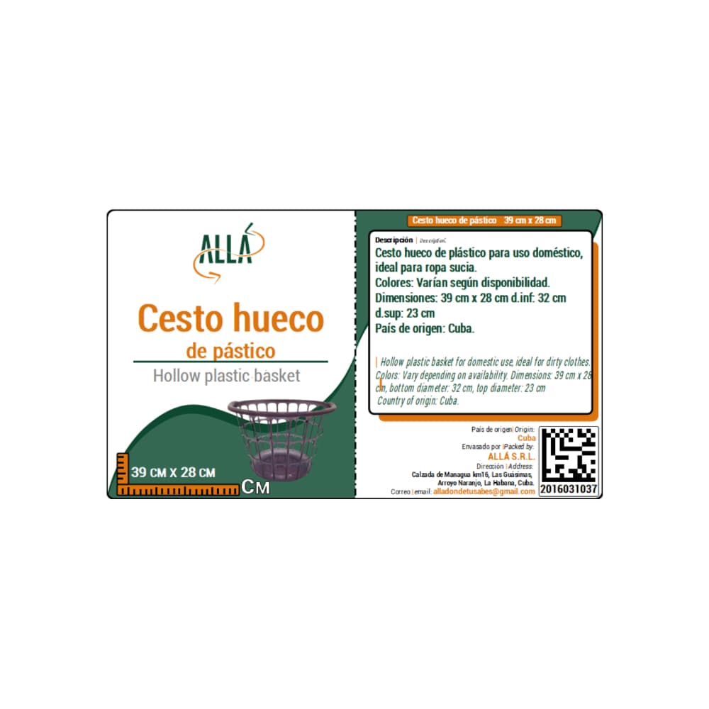Cesto hueco de plástico ALLÁ - Miniatura 4