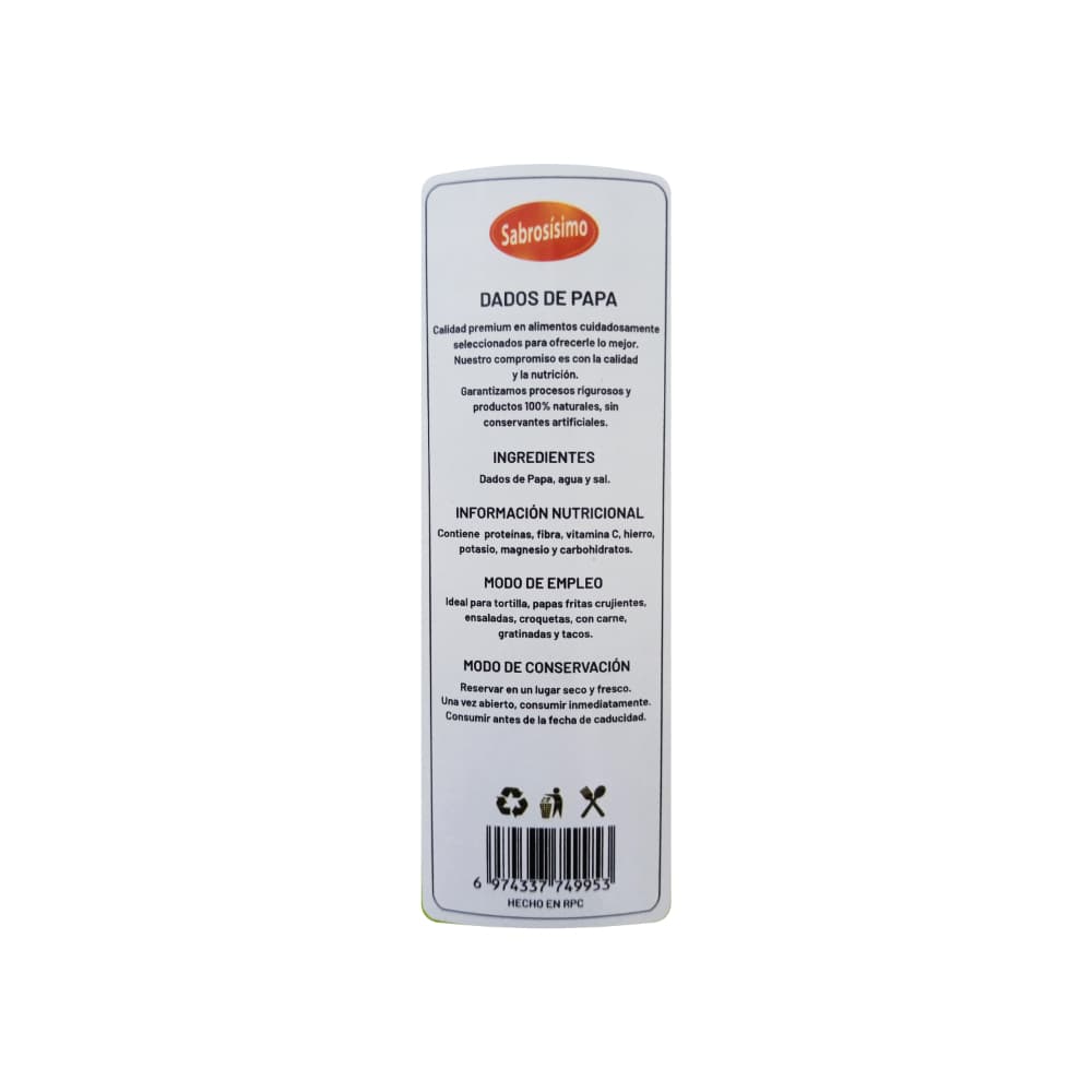 Dados de papa enlatado Sabrosísimo (425 g / 14.99 oz) - Miniatura 3