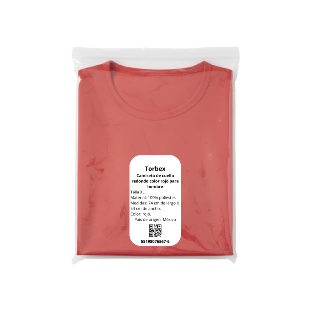 Camiseta de cuello redondo color rojo para hombre Torbex (Talla XL) - Miniatura 4