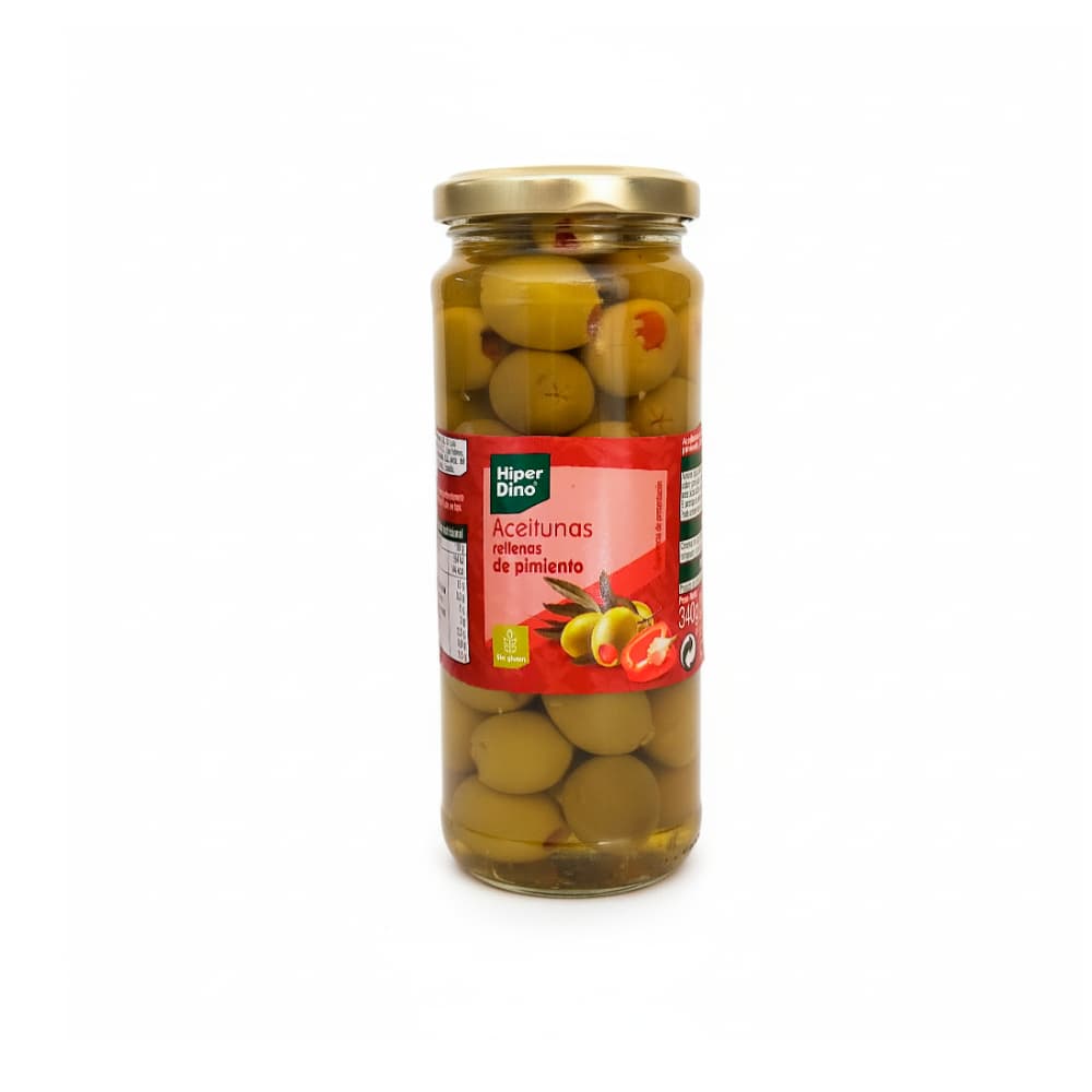 Aceitunas verdes rellenas de pasta de pimiento Hiper Dino (340 g / 12 oz) - Imagen 1