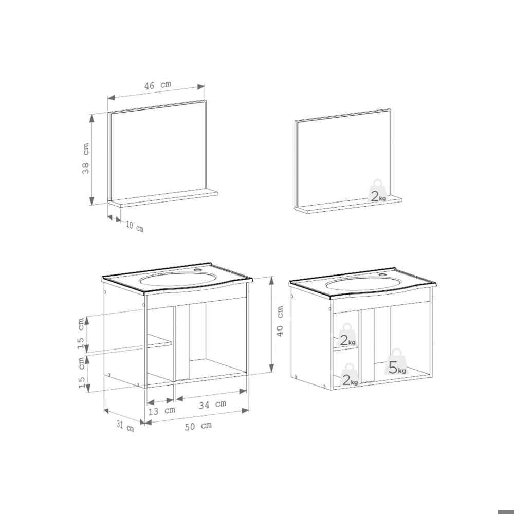 Mueble de baño gris en madera Cozimax Safira - Miniatura 3